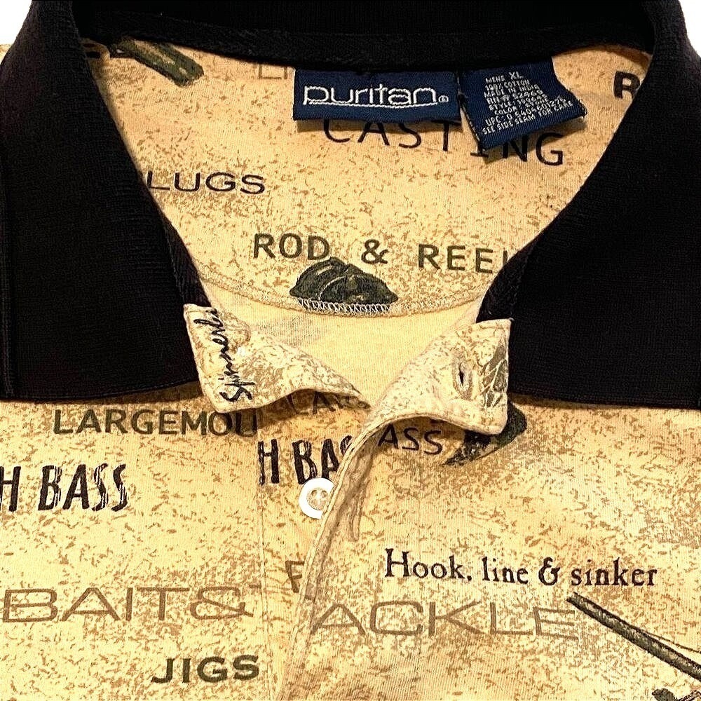 Puritan‎ Fishing Lures Bass Rod Reel Polo Shirt Mens XL